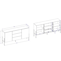 Garnero Arredamenti Madia 180x90h cm 2 ante 3 cassetti moderna cashmere Simple Beige New