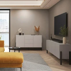 Garnero Arredamenti Madia 150x90h cm 2 ante 3 cassetti moderna cashmere Simple Beige Discount