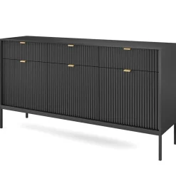 Garnero Arredamenti Madia 154x83h cm 3 ante 3 cassetti moderna nero Alisa Nero Opaco New