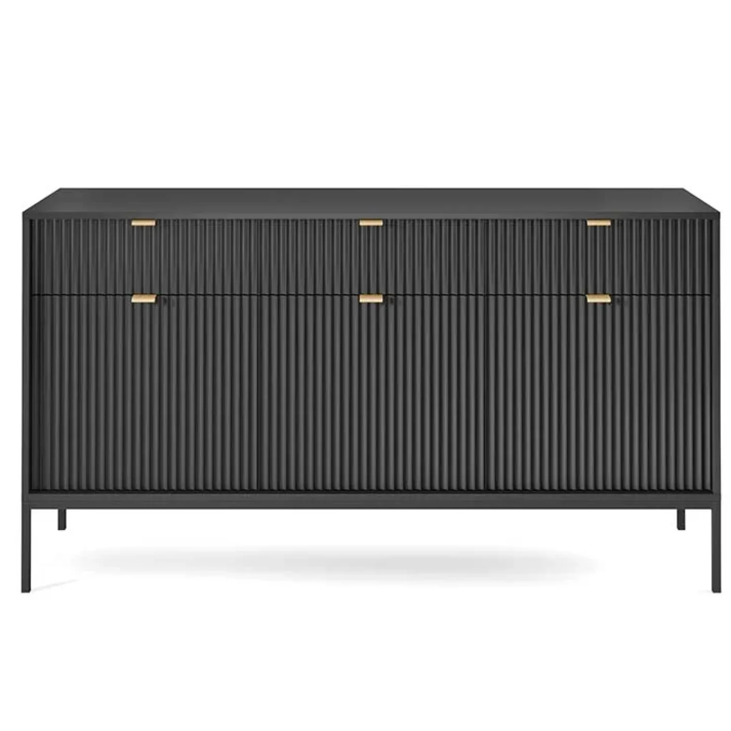 Garnero Arredamenti Madia 154x83h cm 3 ante 3 cassetti moderna nero Alisa Nero Opaco New