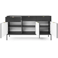 Garnero Arredamenti Madia 154x83h cm 3 ante 3 cassetti moderna nero Alisa Nero Opaco New