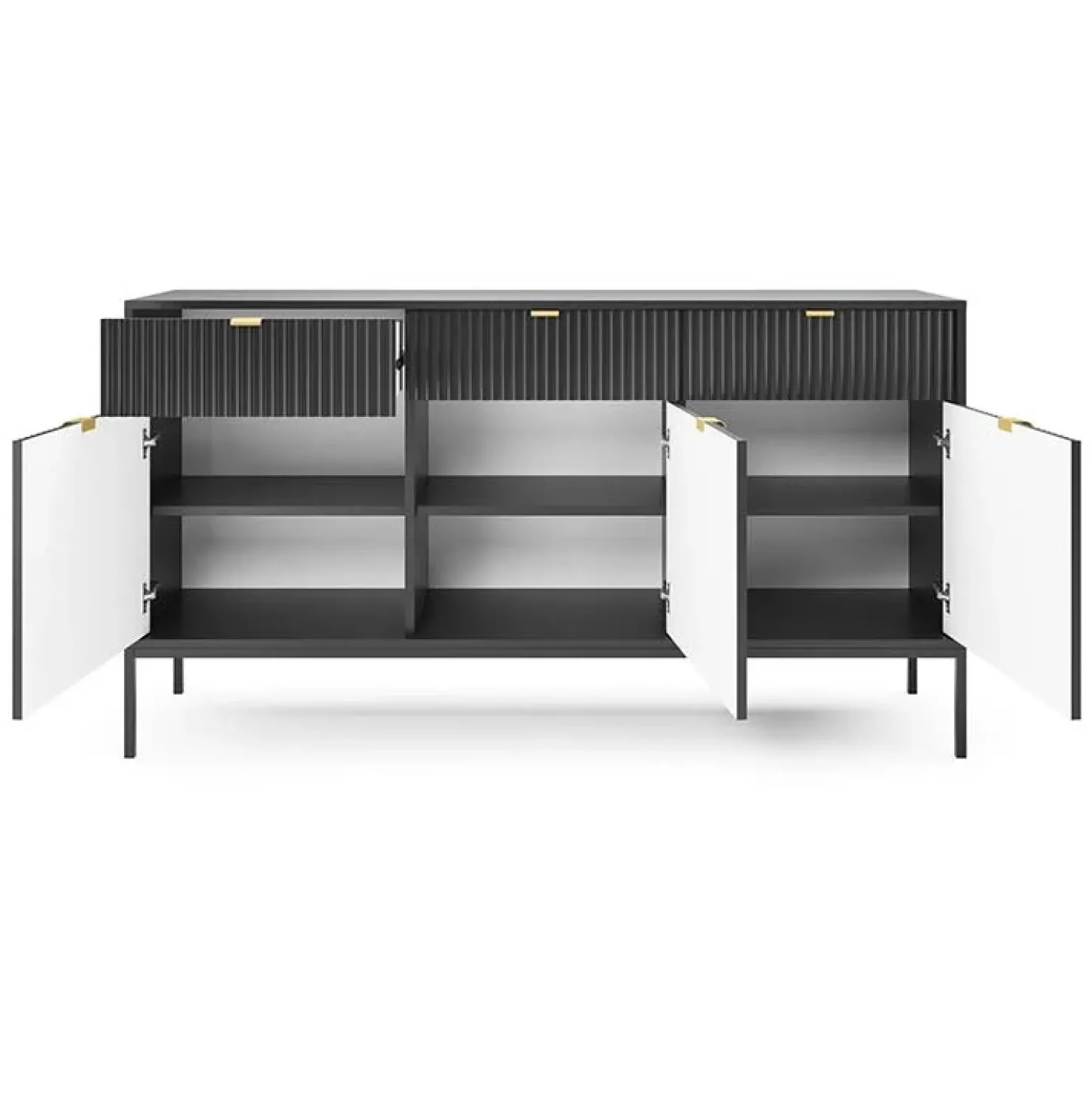 Garnero Arredamenti Madia 154x83h cm 3 ante 3 cassetti moderna nero Alisa Nero Opaco New