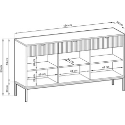 Garnero Arredamenti Madia 154x83h cm 3 ante 3 cassetti moderna nero Alisa Nero Opaco New