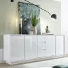 Garnero Arredamenti Madia 210x79h cm 4 ante 3 cassetti moderna bianco lucido Spirit Discount