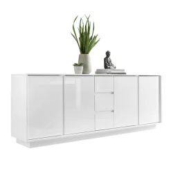 Garnero Arredamenti Madia 210x79h cm 4 ante 3 cassetti moderna bianco lucido Spirit Discount