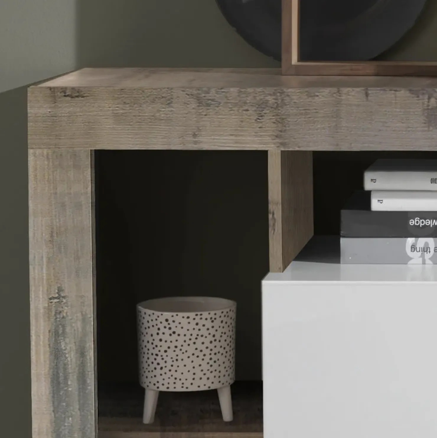 Garnero Arredamenti Madia 146x93h cm 2 ante 3 cassetti moderna bianco lucido pero Invictus Sale