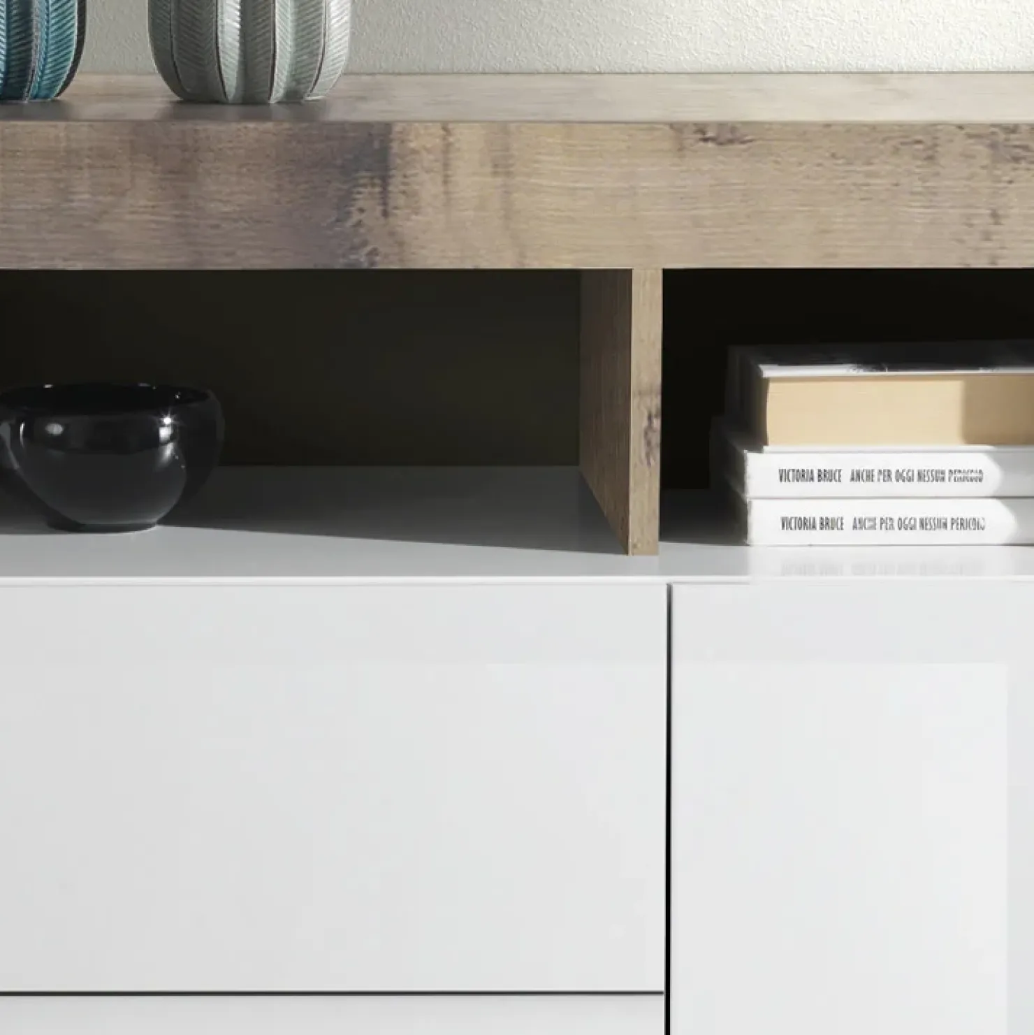 Garnero Arredamenti Madia 146x93h cm 2 ante 3 cassetti moderna bianco lucido pero Invictus Sale