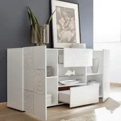 Garnero Arredamenti Madia 181x84h cm 2 ante 2 cassetti moderna con serigrafia Paradise Bianco Lucido Sale