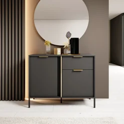 Garnero Arredamenti Madia 103x82h cm 2 ante 1 cassetto moderna antracite Nebula