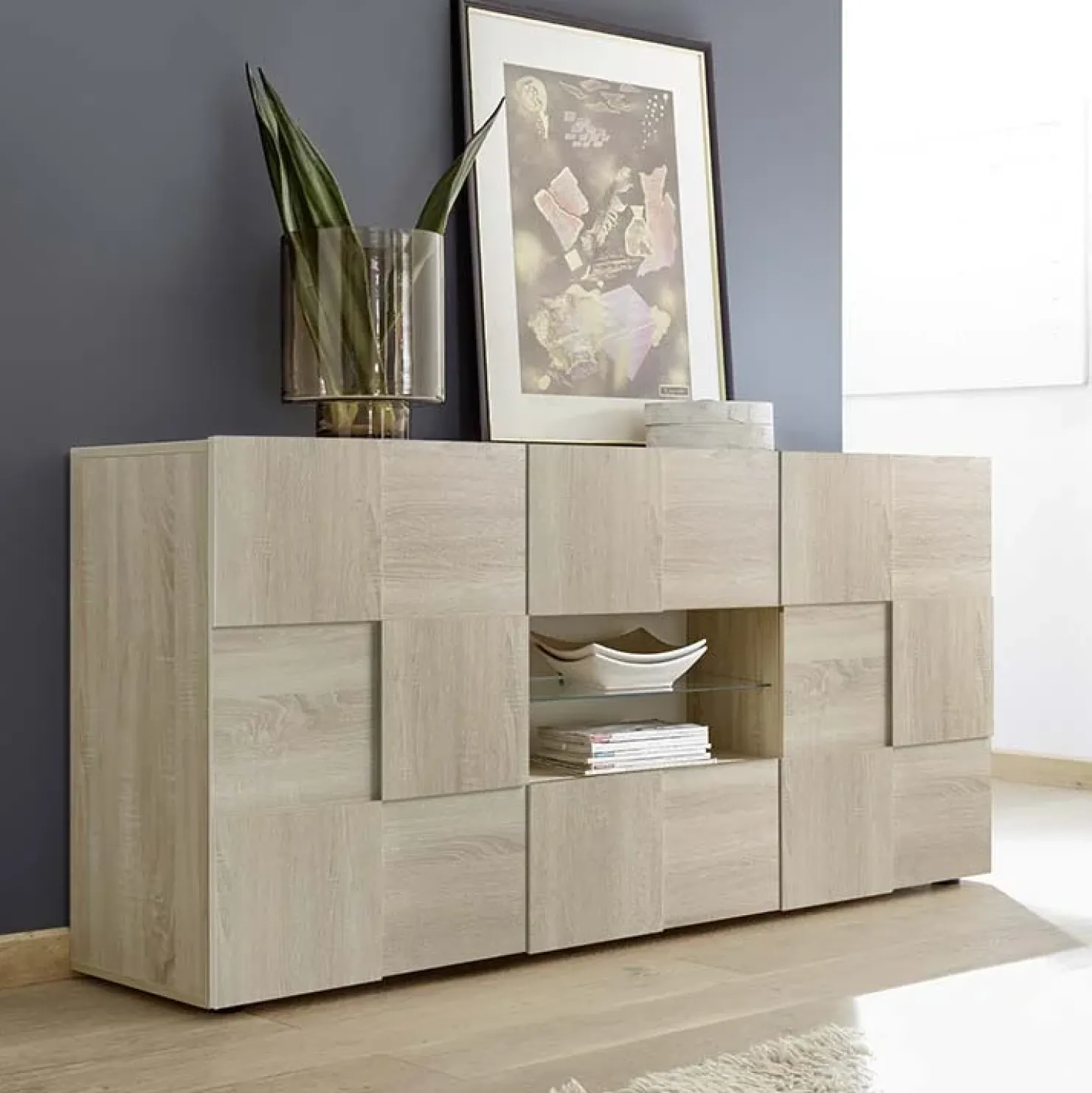 Garnero Arredamenti Madia 181x84h cm 2 ante 2 cassetti moderna samoa Obsession Rovere New