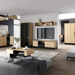 Garnero Arredamenti Madia 150x91h cm 2 ante 1 cassetto 1 vano giorno rovere nero Alabaster