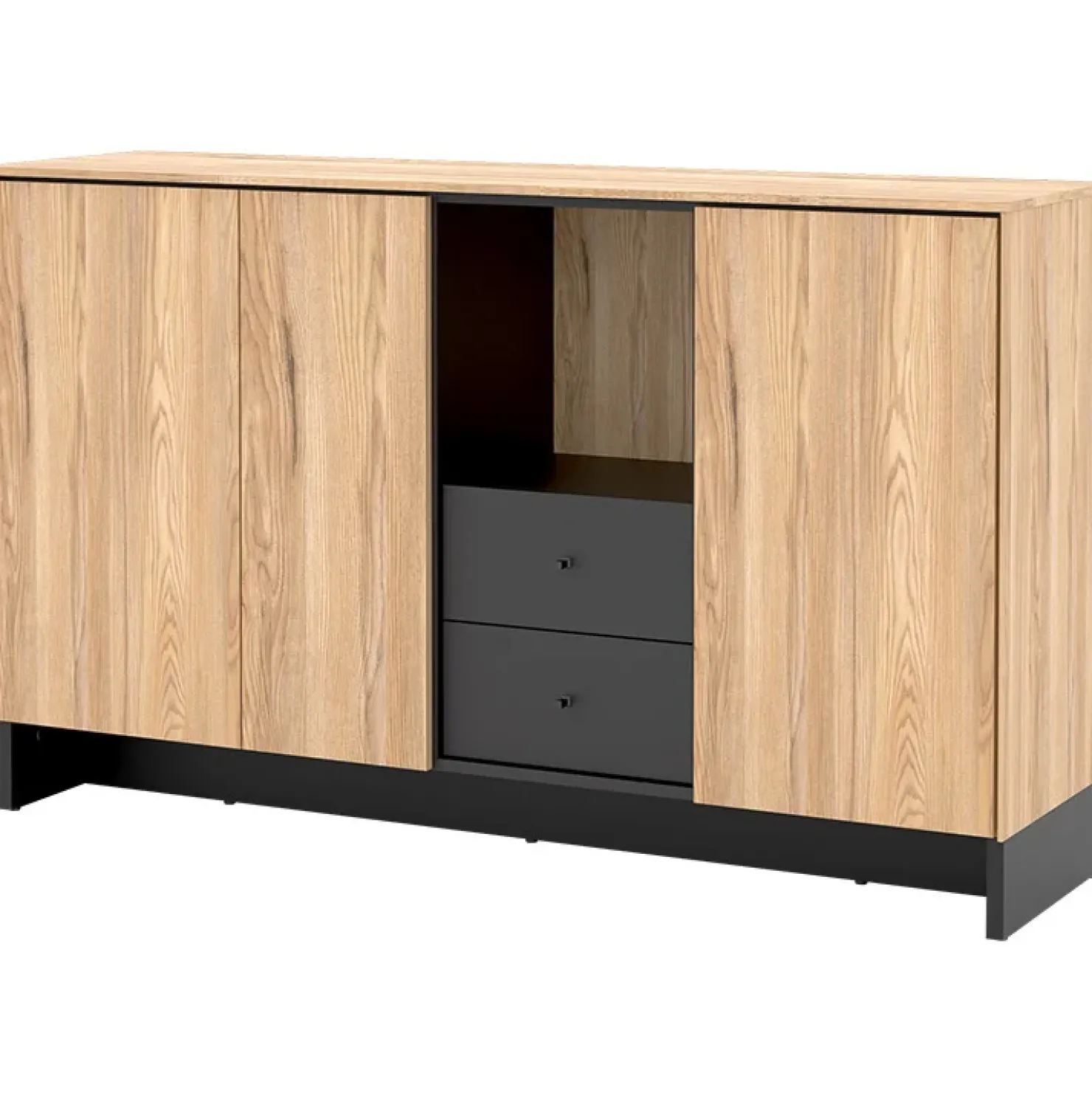 Garnero Arredamenti Madia 150x91h cm 2 ante 1 cassetto 1 vano giorno rovere nero Alabaster