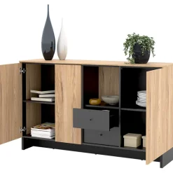 Garnero Arredamenti Madia 150x91h cm 2 ante 1 cassetto 1 vano giorno rovere nero Alabaster