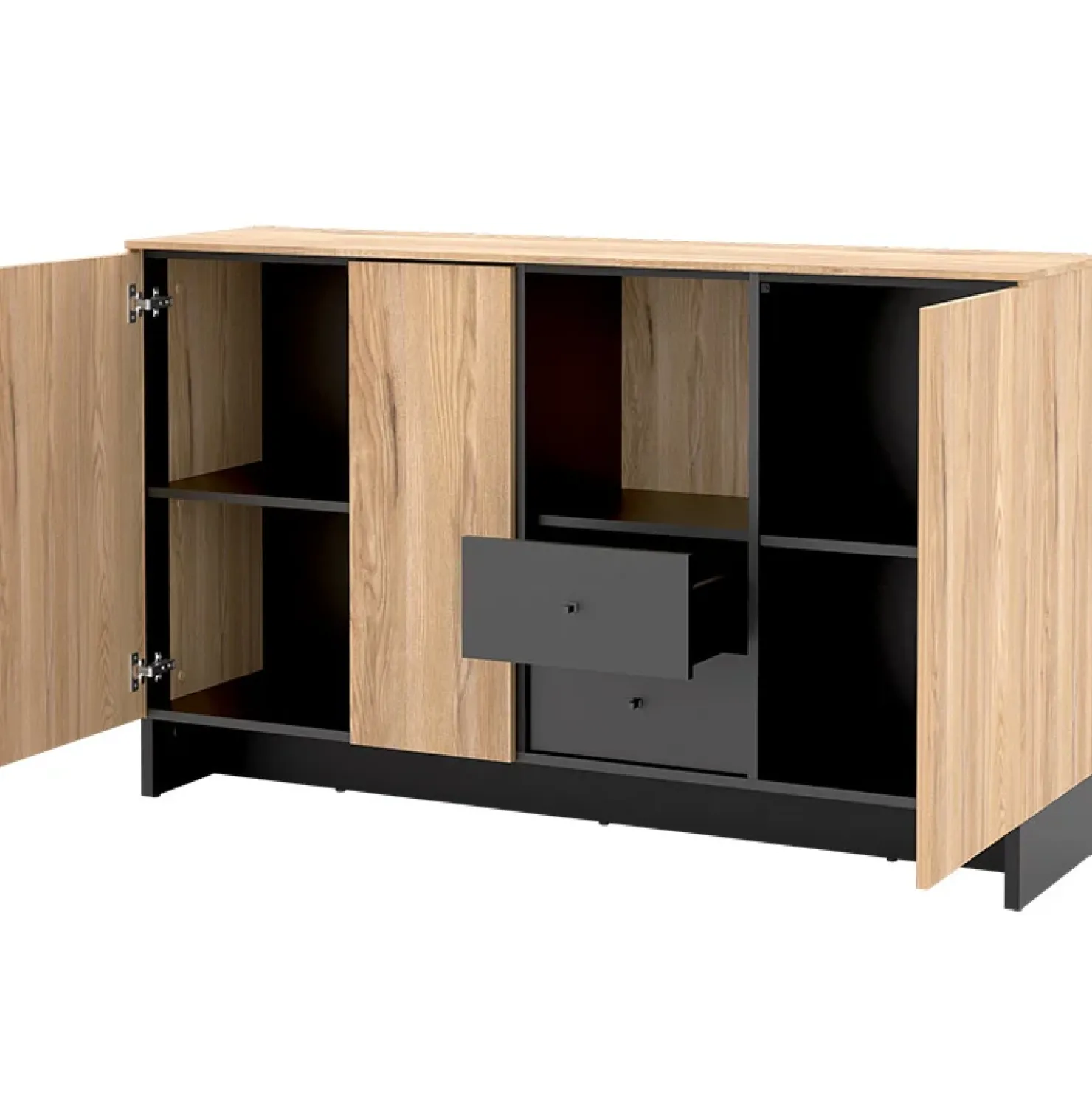 Garnero Arredamenti Madia 150x91h cm 2 ante 1 cassetto 1 vano giorno rovere nero Alabaster