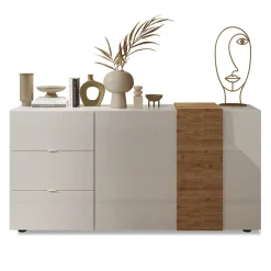 Garnero Arredamenti Madia 181x86h cm 2 ante 3 cassetti moderna bianco lucido rovere Universal Bianco Lucido - Rovere Online