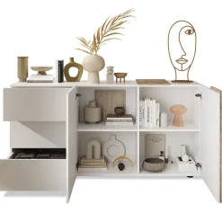 Garnero Arredamenti Madia 181x86h cm 2 ante 3 cassetti moderna bianco lucido rovere Universal Bianco Lucido - Rovere Online