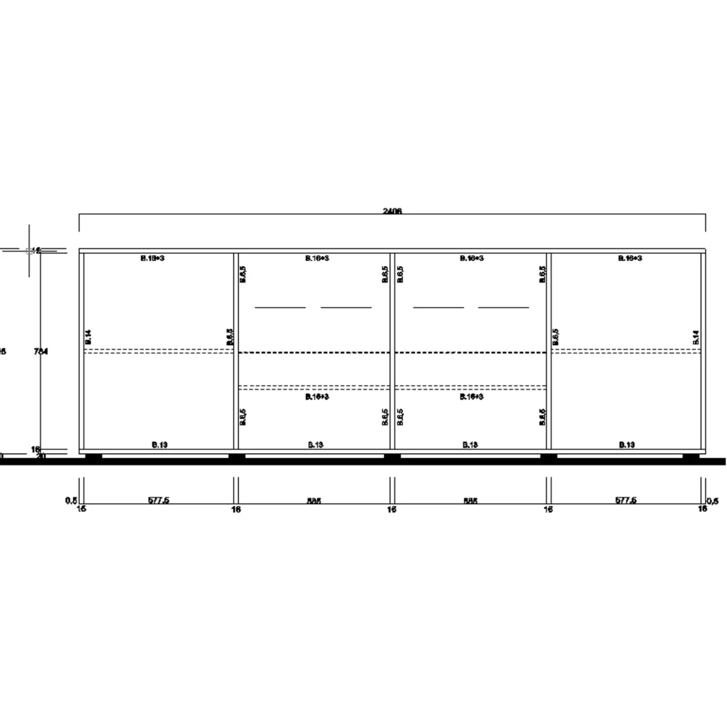 Garnero Arredamenti Madia 241x84h cm 2 ante 4 cassetti moderna Obsession Bianco Lucido Best