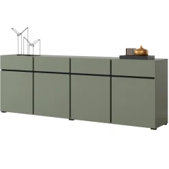 Garnero Arredamenti Madia 225x78h cm 4 ante 4 cassetti moderna verde nero Lolla Verde Salvia