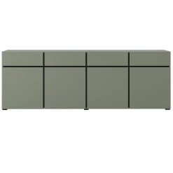 Garnero Arredamenti Madia 225x78h cm 4 ante 4 cassetti moderna verde nero Lolla Verde Salvia