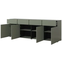 Garnero Arredamenti Madia 225x78h cm 4 ante 4 cassetti moderna verde nero Lolla Verde Salvia