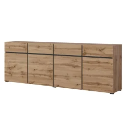 Garnero Arredamenti Madia 225x78h cm 4 ante 4 cassetti moderna nero Lolla Rovere New