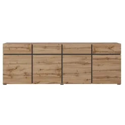 Garnero Arredamenti Madia 225x78h cm 4 ante 4 cassetti moderna nero Lolla Rovere New