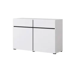 Garnero Arredamenti Madia 120x78h cm 2 ante 2 cassetti moderna nero Lolla Bianco Opaco Outlet