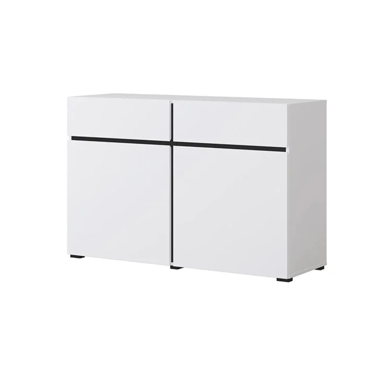 Garnero Arredamenti Madia 120x78h cm 2 ante 2 cassetti moderna nero Lolla Bianco Opaco Outlet