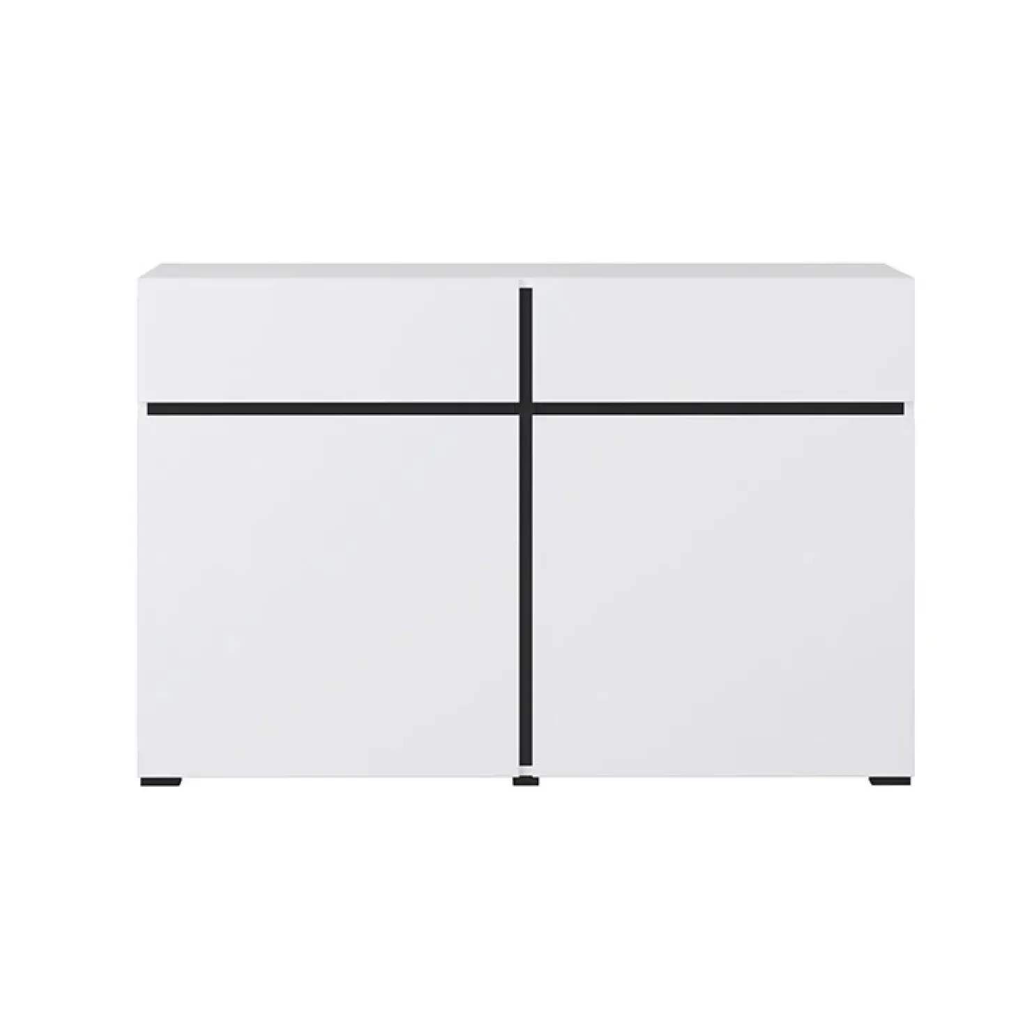 Garnero Arredamenti Madia 120x78h cm 2 ante 2 cassetti moderna nero Lolla Bianco Opaco Outlet