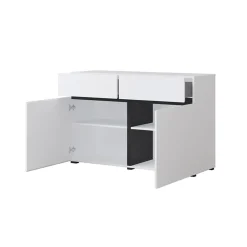 Garnero Arredamenti Madia 120x78h cm 2 ante 2 cassetti moderna nero Lolla Bianco Opaco Outlet
