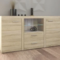 Garnero Arredamenti Madia 157x82h cm 2 ante 2 cassetti moderna chiaro Haarlem Rovere Clearance