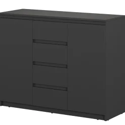 Garnero Arredamenti Madia 109x85h cm 2 ante 4 cassetti moderna nero Ombra Nero Opaco Outlet