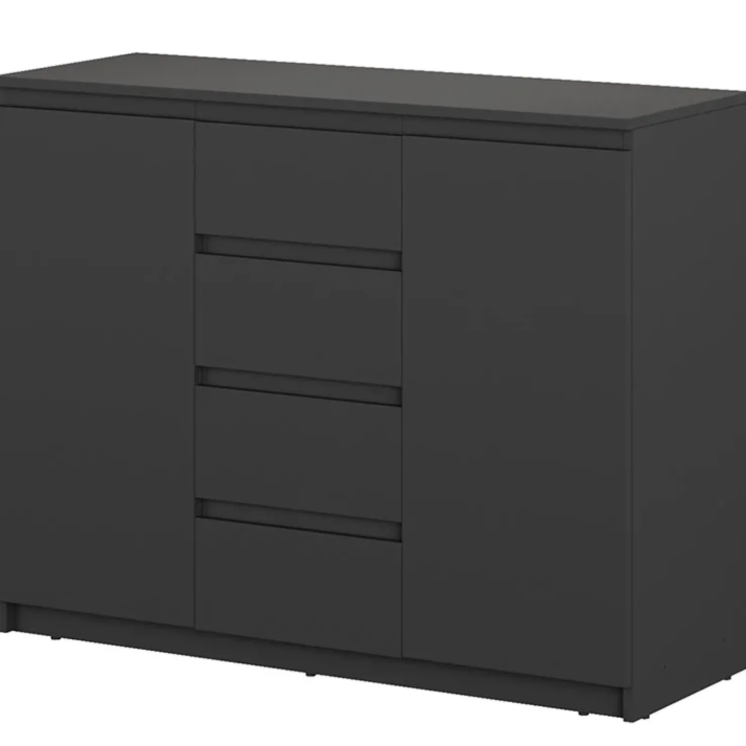 Garnero Arredamenti Madia 109x85h cm 2 ante 4 cassetti moderna nero Ombra Nero Opaco Outlet