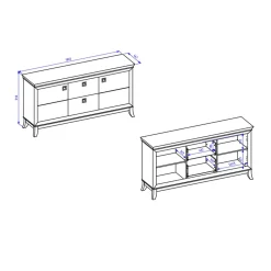 Garnero Arredamenti Madia 180x92h cm 2 ante 2 cassetti moderna bianco lucido rovere scuro Umag Bianco Lucido - Wengè Hot