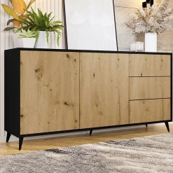 Garnero Arredamenti Madia 179x90h cm 2 ante 3 cassetti rovere nero Hans Online