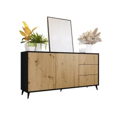 Garnero Arredamenti Madia 179x90h cm 2 ante 3 cassetti rovere nero Hans Online