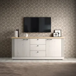 Garnero Arredamenti Madia 211x88h cm 2 ante 3 cassetti rovere bianco frassinato Doria Clearance