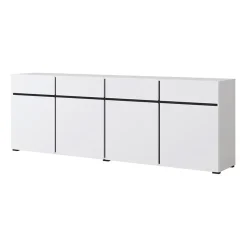 Garnero Arredamenti Madia 225x78h cm 4 ante 4 cassetti moderna nero Lolla Bianco Opaco Sale