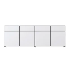 Garnero Arredamenti Madia 225x78h cm 4 ante 4 cassetti moderna nero Lolla Bianco Opaco Sale
