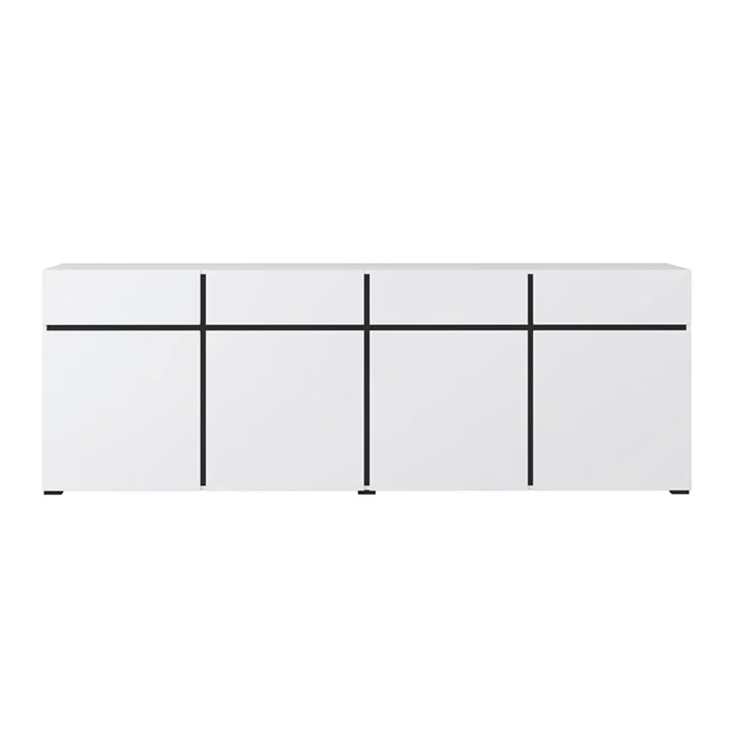 Garnero Arredamenti Madia 225x78h cm 4 ante 4 cassetti moderna nero Lolla Bianco Opaco Sale