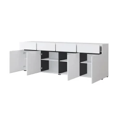 Garnero Arredamenti Madia 225x78h cm 4 ante 4 cassetti moderna nero Lolla Bianco Opaco Sale