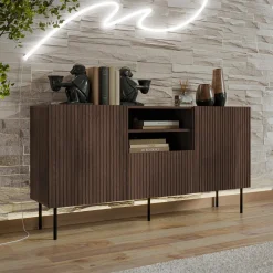 Garnero Arredamenti Madia 151x81h cm 2 ante 1 cassetto 2 vani a giorno noce cannettato Gabiot Hot