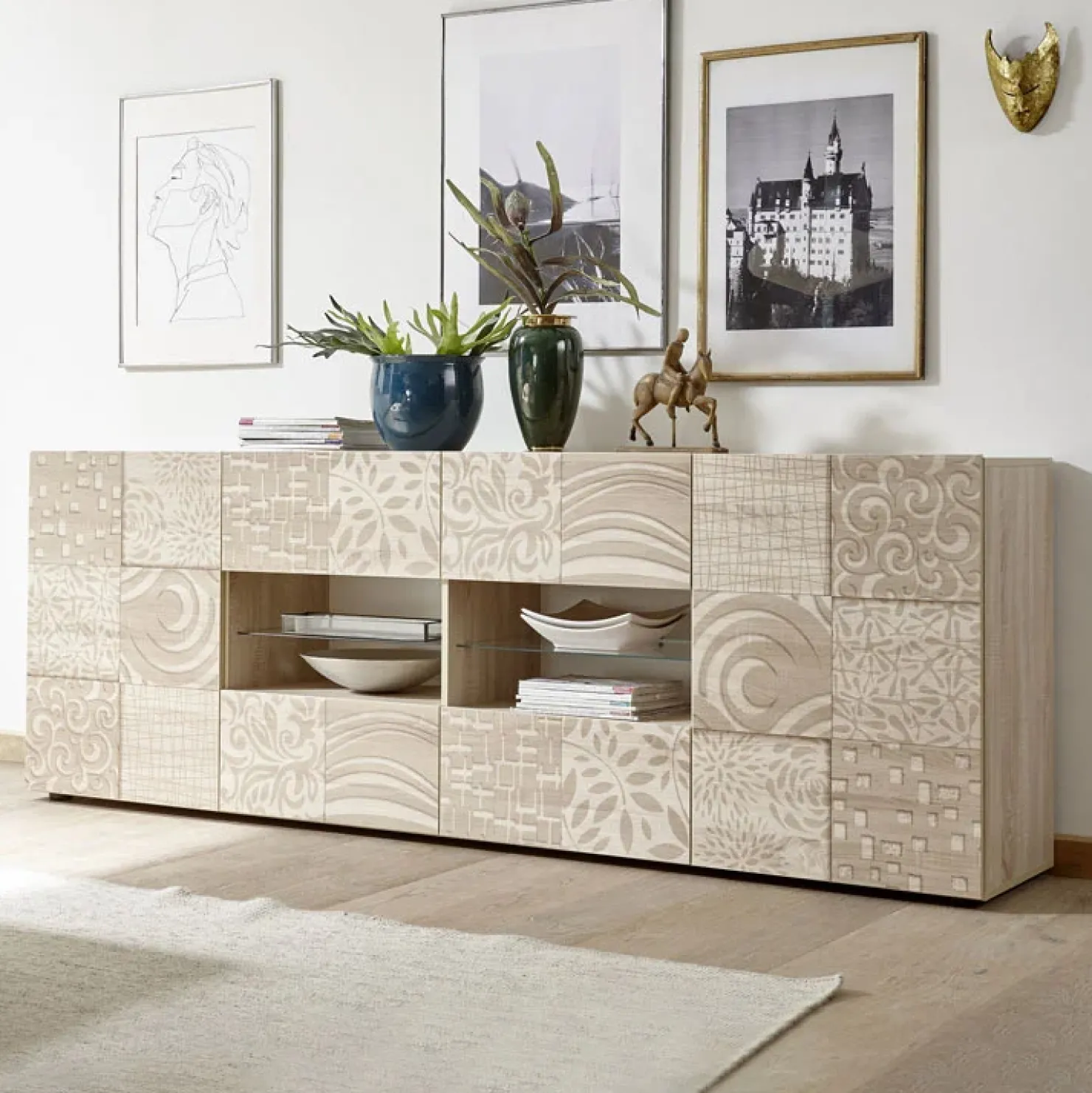 Garnero Arredamenti Madia 241x84h cm 2 ante 4 cassetti moderna samoa Paradise Rovere Online