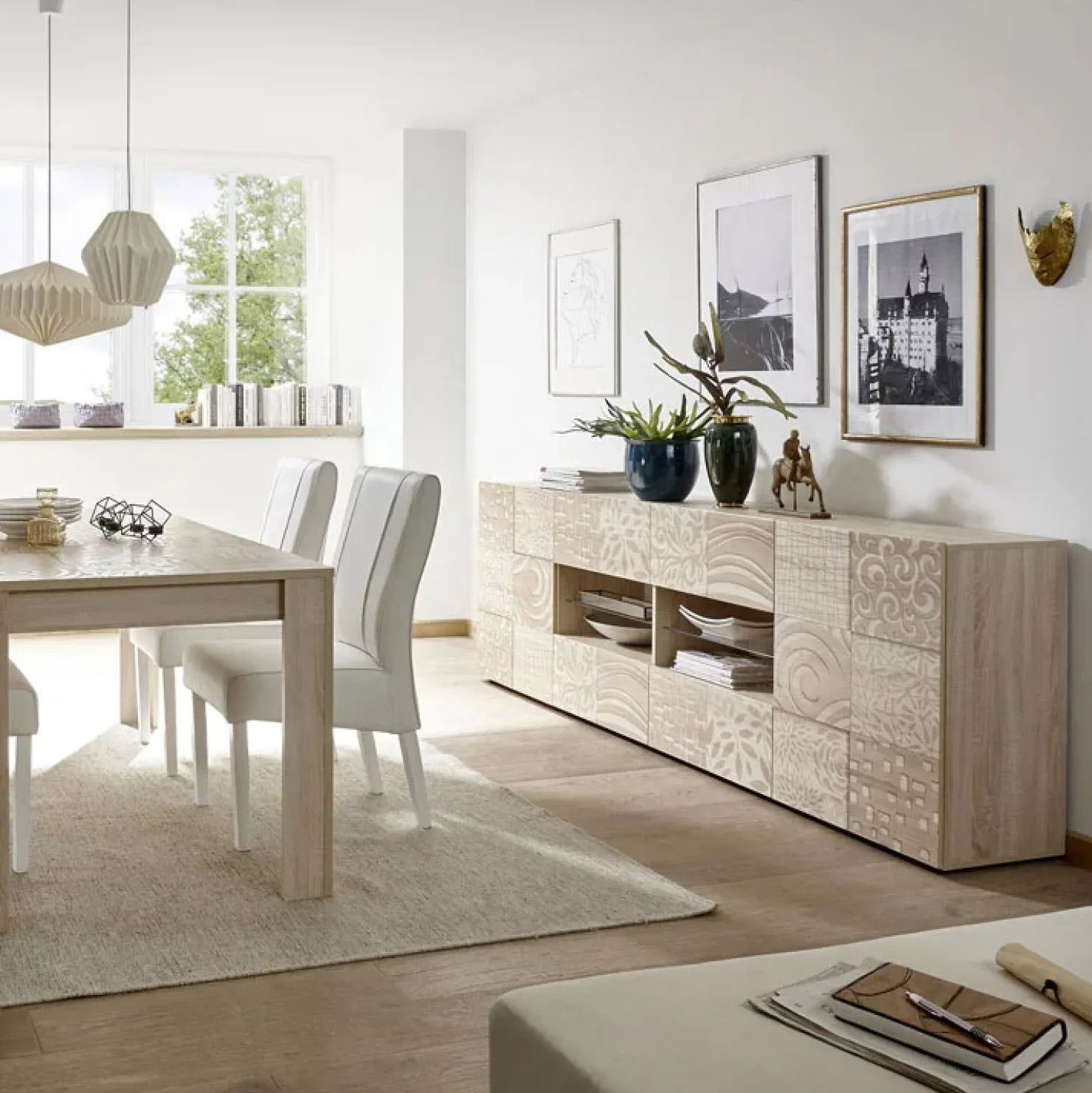 Garnero Arredamenti Madia 241x84h cm 2 ante 4 cassetti moderna samoa Paradise Rovere Online