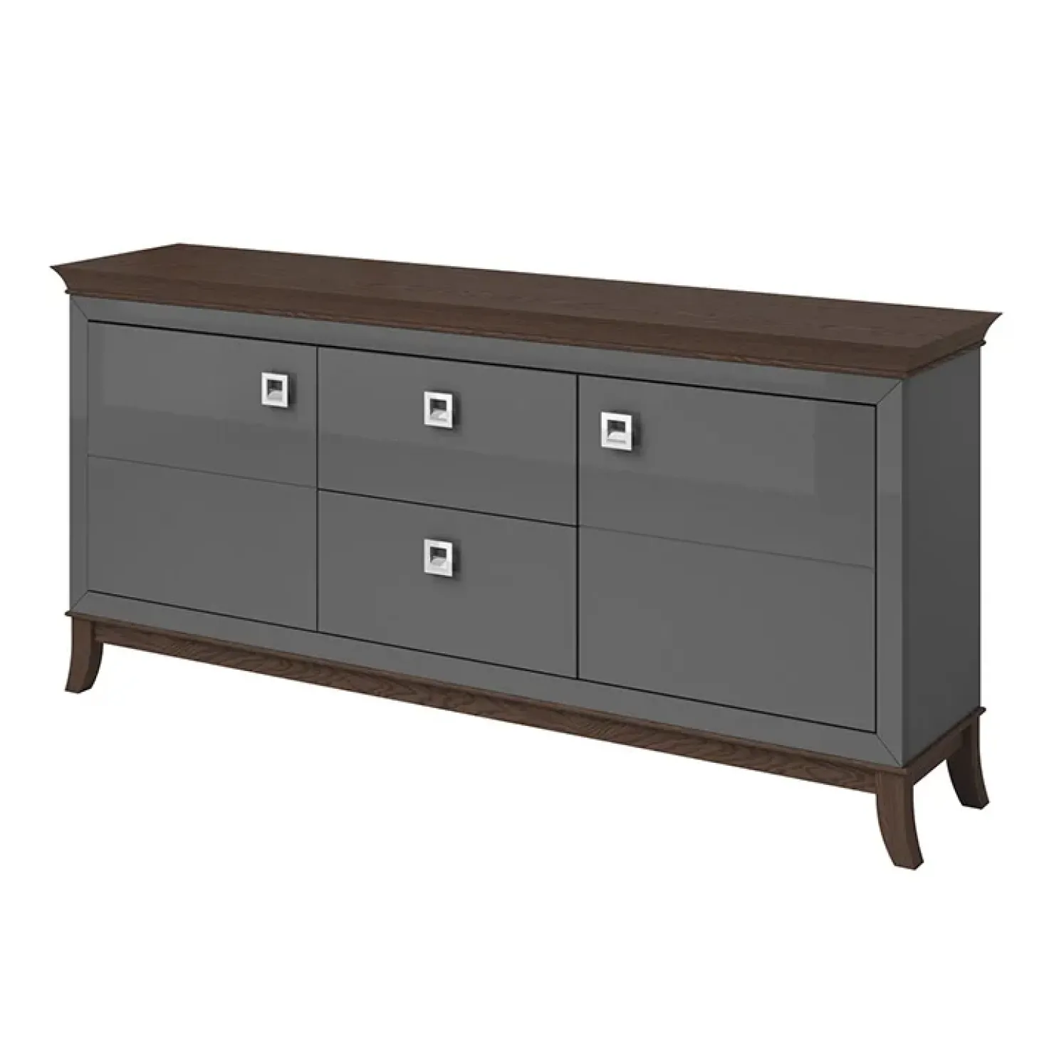 Garnero Arredamenti Madia 180x92h cm 2 ante 2 cassetti design moderno antracite lucido rovere scuro Umag Antracite - Wengè Online