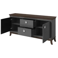 Garnero Arredamenti Madia 180x92h cm 2 ante 2 cassetti design moderno antracite lucido rovere scuro Umag Antracite - Wengè Online