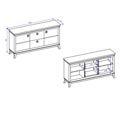 Garnero Arredamenti Madia 180x92h cm 2 ante 2 cassetti design moderno antracite lucido rovere scuro Umag Antracite - Wengè Online