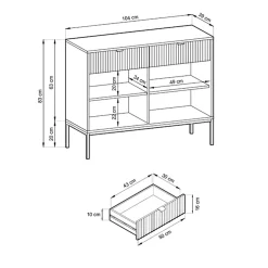 Garnero Arredamenti Madia 104x83h cm 2 ante 2 cassetti moderna design Alisa Verde New