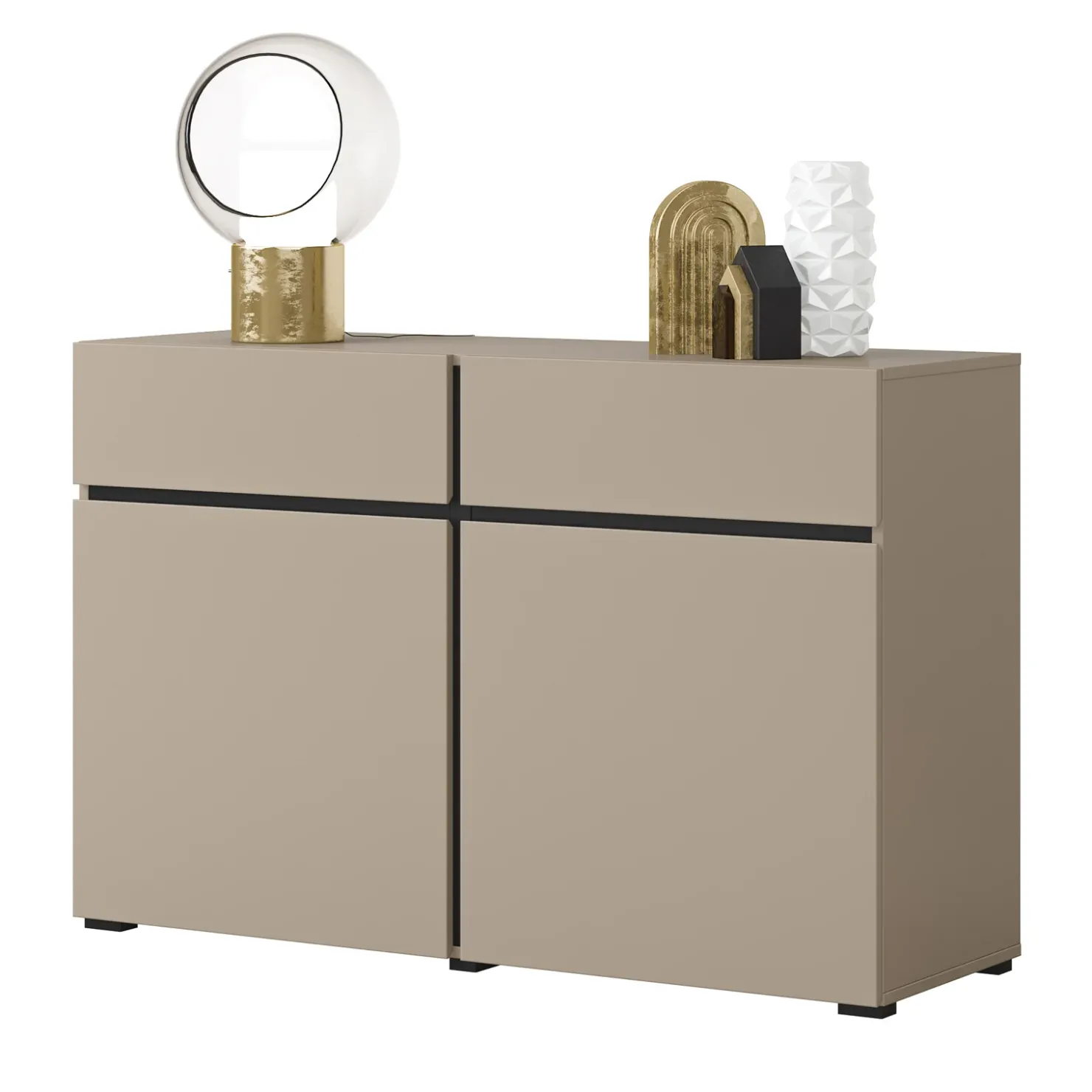 Garnero Arredamenti Madia 120x78h cm 2 ante 2 cassetti moderna nero Lolla Tortora Clearance