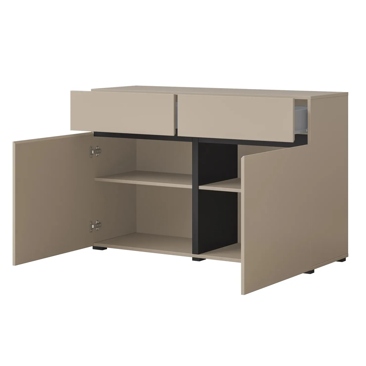 Garnero Arredamenti Madia 120x78h cm 2 ante 2 cassetti moderna nero Lolla Tortora Clearance